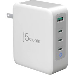 Мрежово зарядно j5create JUP43130E 130W, 4 порта, USB-C, USB-A