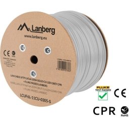 Кабел Lanberg LAN cable CAT.6a uftp 305m solid cu lszh grey cpr + fluke passed