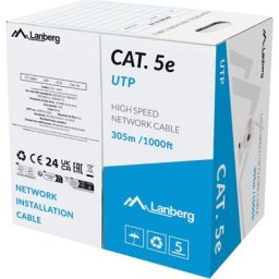 Кабел Lanberg LAN cable CAT.5e 305m solid cca grey fluke passed