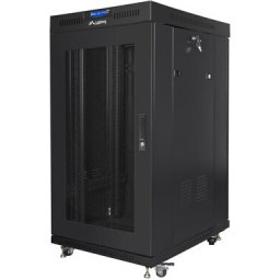 Комуникационен шкаф Lanberg rack cabinet 19" free-standing 22U/800x800 (flat pack) with glass door lcd black v2
