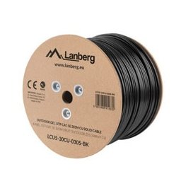 Кабел Lanberg LCU5-30CU-0305-BK, UTP, Cat.5e, ролка 305m, черен