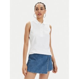 Lacoste Тениска с яка и копчета PF5445 Бял Slim Fit