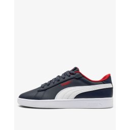 PUMA Smash 3.0 Leather Jr Navy/Red