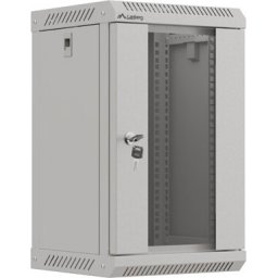 Комуникационен шкаф Lanberg rack cabinet 10" wall-mount 9U/300x300 (flat pack) with glass door grey
