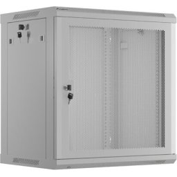 Комуникационен шкаф Lanberg rack cabinet 19" wall-mount 12U/600x450 with perforated door grey (flat pack)