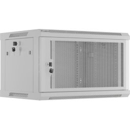 Комуникационен шкаф Lanberg rack cabinet 19" wall-mount 6U/600x450 with perforated door grey (flat pack)