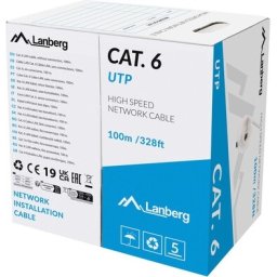 Кабел Lanberg LAN cable CAT.6 utp 100m solid cu grey cpr + fluke passed