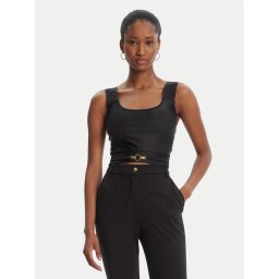 Just Cavalli топ Crop Element 79PAM2A6 Черен Slim Fit