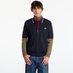 Тениска FRED PERRY Cable Knit Shirt Navy XL