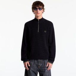 Пуловер FRED PERRY Waffle Stitch Half Zip Jumper Black XL