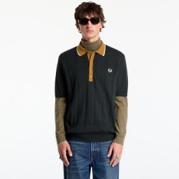 Тениска FRED PERRY Cable Knit Shirt Night Green XL