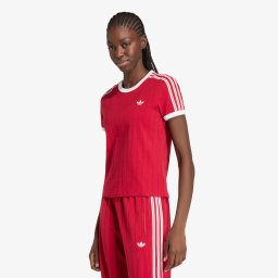 Тениска adidas Pinstripe Short Sleeve Slim Tee Team Victory Red/ White/ Team Victory Red S