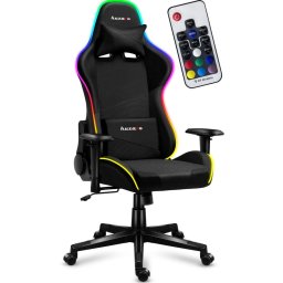 Геймърски стол Huzaro Force 6.2 RGB MESH, до 130kg, мрежа, стоманена основа, RGB LED подсветка, черен