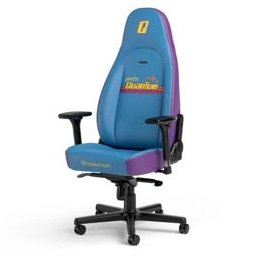 Геймърски стол noblechairs ICON Fallout Nuka-Cola Quantum Edition, до 150kg, изкуствена кожа, алуминиева основа, регулируеми подлакътници, регулируема облегалка, лумбална опора, син