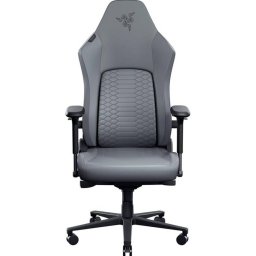 Геймърски стол Razer Iskur V2 NewGen (RZ38-04901000-R3G1), до 136kg, изкуствена кожа, метална рамка, регулируеми подлакътници, регулируема облегалка, лумбална опора, светлосив