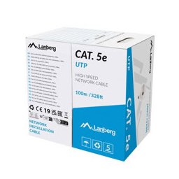 Кабел Lanberg LCU5-12CU-0100-S, UTP, Cat.5e, 100m, сив
