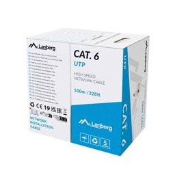 Кабел Lanberg LCU6-11CU-0100-S, U/UTP, Cat.6, ролка 100m, сив