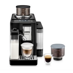 Кафеавтомат De'Longhi Rivelia EXAM 440.55.B, 0132215472, Технология Bean Adapt, LatteCrema Hot, 2 контейнера за зърна, 1450W, 19 бара, 1,4 л, Черен