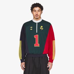 Суитшърт adidas x Willy Chavarria Chavarria Watsonville Quarter Zip Aurora Ivy/ Legend Ink/ Better Scarlet M