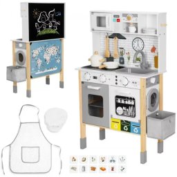Детска дървена кухня 9 в 1 Jolly Toy - мултифункционална кухня с пералня, фурна и дъска за игра...