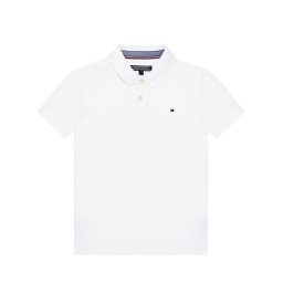 Tommy Hilfiger Тениска с яка и копчета Boys Tommy KB0KB03975 S Бял Regular Fit
