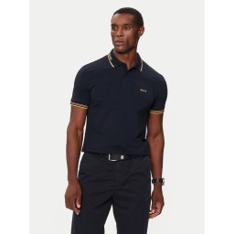 Boss Тениска с яка и копчета Paul 50506193 Тъмносин Slim Fit