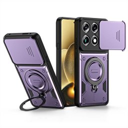 Хибриден гръб с кръгла метална стойка MAGSAFE и слайдър за камера за Motorola Signature 5G - тъмно лилав