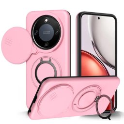 Хибриден гръб с кръгла метална стойка MAGSAFE и слайдър за камера за Honor Magic8 Lite - розов