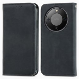 Тънък кожен калъф за Honor Magic8 Lite – черен