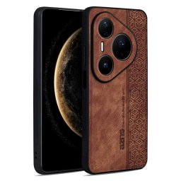 Силиконов гръб с покритие от кожа марка AZNS за Huawei Pura 80 Pro/Pro+ - кафяв