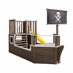 Детска Дървена Катерушка Пиратски Кораб с Пързалка и Пясъчник GINGER HOME – За Двор и Градина...