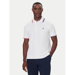 Nautica Тениска с яка и копчета Atabay N1S03424 Бял Regular Fit