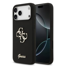 Гръб Guess за iPhone 17 Pro Max, Silicone Big 4G Script - Черен