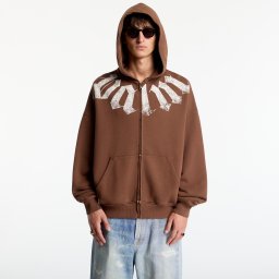 Суитшърт Palm Angels Big Neck Logo Zip Loose Hoodie Brown/ Off White M