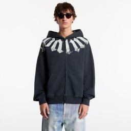 Суитшърт Palm Angels Big Neck Logo Zip Loose Hoodie Black/ Off White L