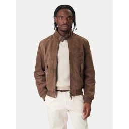 Tommy Hilfiger Кожено яке Harrington MW0MW42976 Кафяв Regular Fit