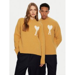 AMI Paris Пуловер UKS025.KN0032 Жълт Regular Fit
