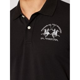 La Martina Тениска с яка и копчета CCMP01 PK001 Черен Regular Fit