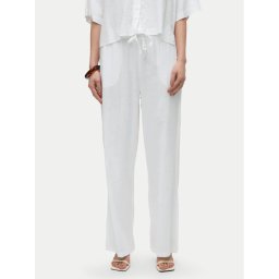 Vero Moda Текстилни панталони Linn 10305091 Бял Loose Fit