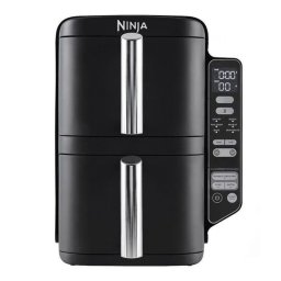 Фритюрник с горещ въздух Ninja Double Stack SL300, 2470W, 7.6 л, 6 програми за готвене, 2 кошници с керамично покритие, до 240°C, 2 грил плочи от неръждаема стомана, Черен