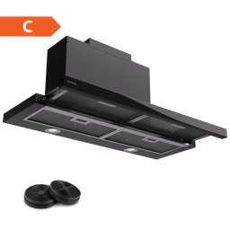 Klarstein Mariana 90 Neo плоска абсорбаторна качулка 547 м³/ч изтегляне/рециркулация LED EEK C (CGCH3-Mariana-90BK)
