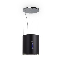 Klarstein Barett, островен абсорбатор, Ø 38 cm, рециркулация 522 m³/h, LED, филтър с активен въглен, черен (TK15-Barett-BL)