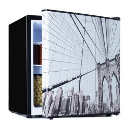 Klarstein CoolArt 45L, мини хладилник, EEK E, фризерно отделение 1,5 л, дизайнерска врата (HEA20-CoolCity-46-E)