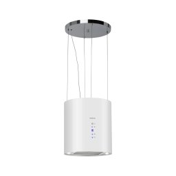 Klarstein Barett, островен абсорбатор, Ø 38 cm, рециркулация 522 m³/h, LED, филтър с активен въглен, бял (TK15-Barett-WH)