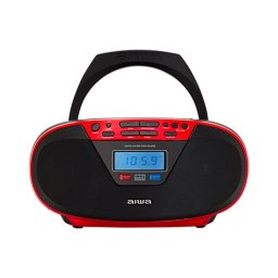 Радио Aiwa CDT-200RD, 6W RMS (3W + 3W), Bluetooth, USB, Jack 3.5mm, вграден часовник, аларма, червено