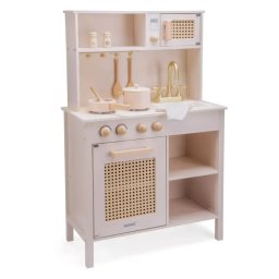 Дървена кухня за игра Розов ратан New classic toys – чудесна детска кухничка за игра...