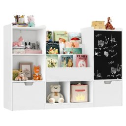 Детски Органайзер за Играчки GINGER HOME с Черна Дъска, Етажерка, 2 Чекмеджета и 6 Отделения, Мас...