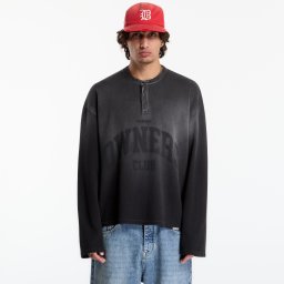 Тениска Represent Owners Ls Henley UNISEX Weathered Black XL