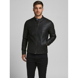 Jack & Jones Яке от имитация на кожа 12182461 Черен Regular Fit
