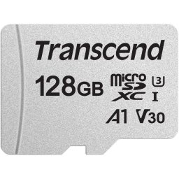microSDXC карта Transcend 300S 128GB U3, V30, A1 с SD адаптер